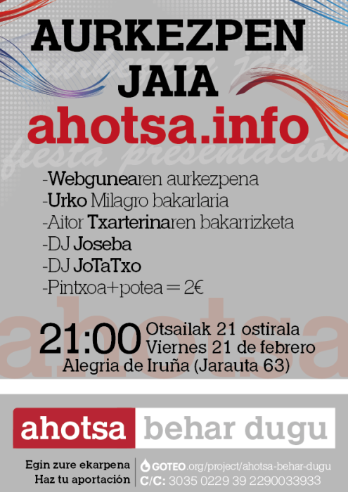 ahotsa.info | Aurkezpen jaia - Fiesta de Presentación #AhotsaBeharDugu 