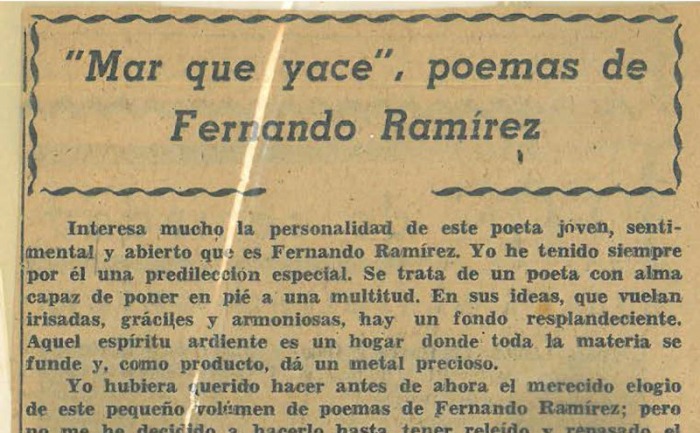 Rescatamos una crítica de Juan Benítez Inglott al poemario “Mar que yace” (1964)